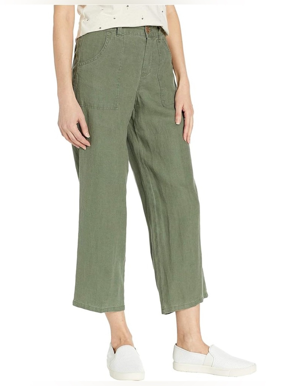 NWT Sanctuary Linen Traveler Wide Leg Crop Utility Pant in Peace Green Olive 30